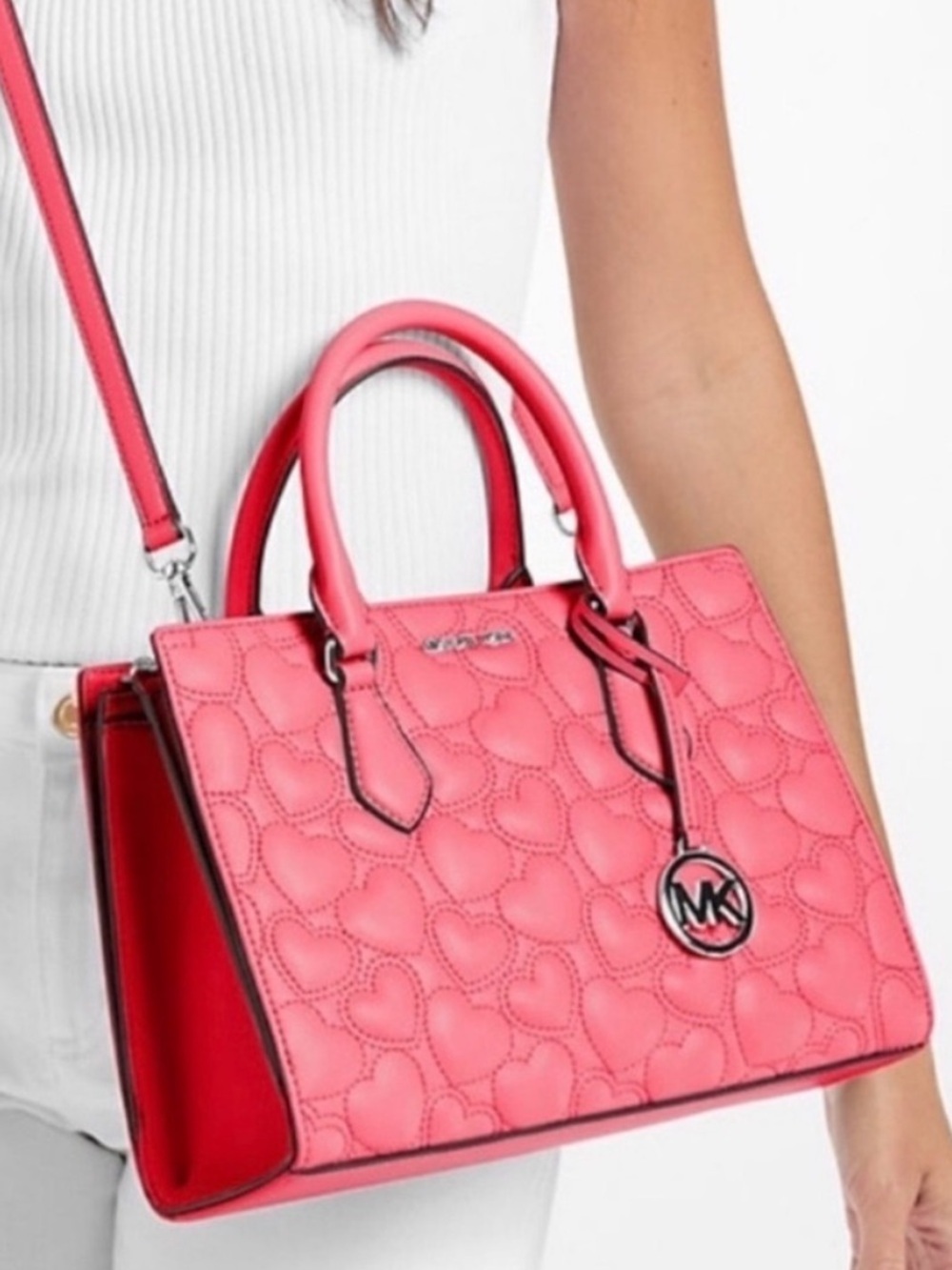 MICHAEL KORS Sheila Medium Heart Embroidered Satchel Crossbody